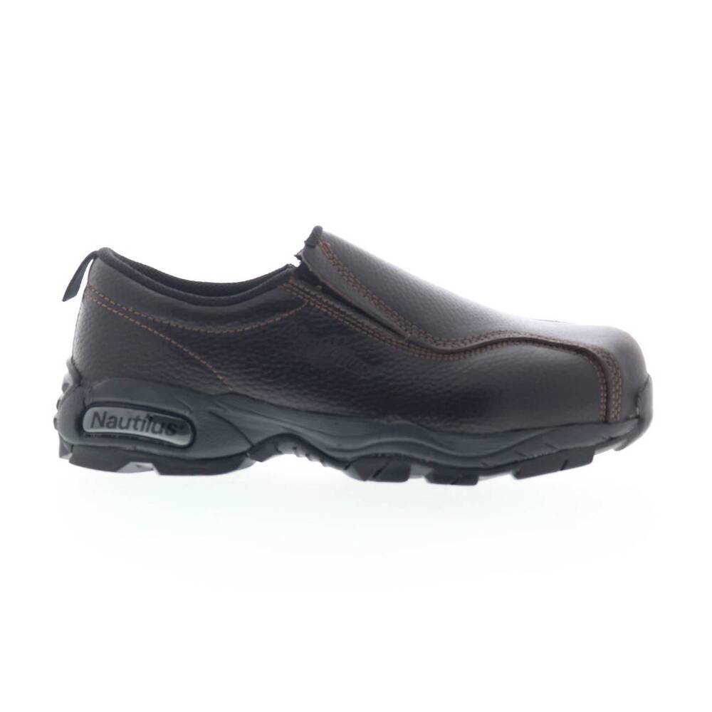 NEW NAUTILUS men's steel work slip on shoes in brown